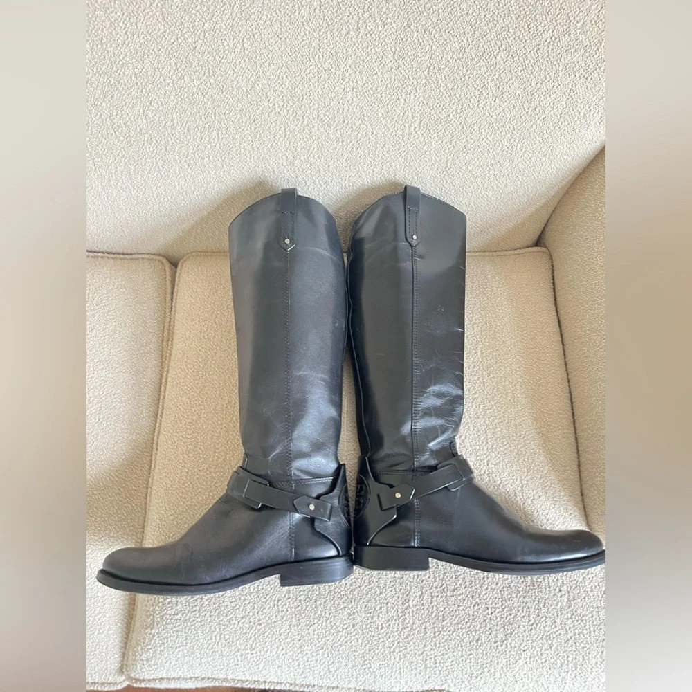TORY BURCH Black Leather Over-the-Knee Riding Boots